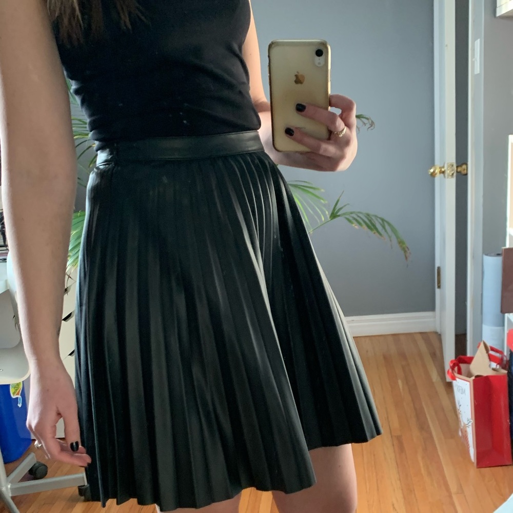 ZARA leather-like pleated skirt